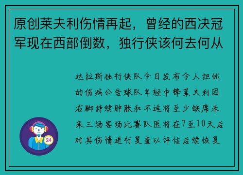 原创莱夫利伤情再起，曾经的西决冠军现在西部倒数，独行侠该何去何从